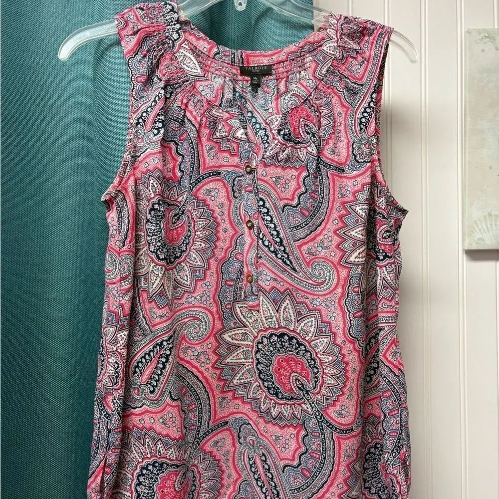 Talbots Paisley Pink Sleeveless Top Size M